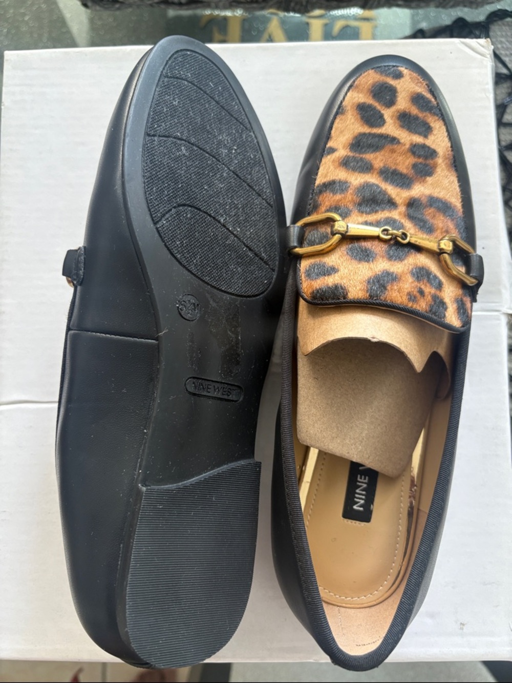 Nine West Men’s Leopard Print Horsebit Loafers - Black/Tan